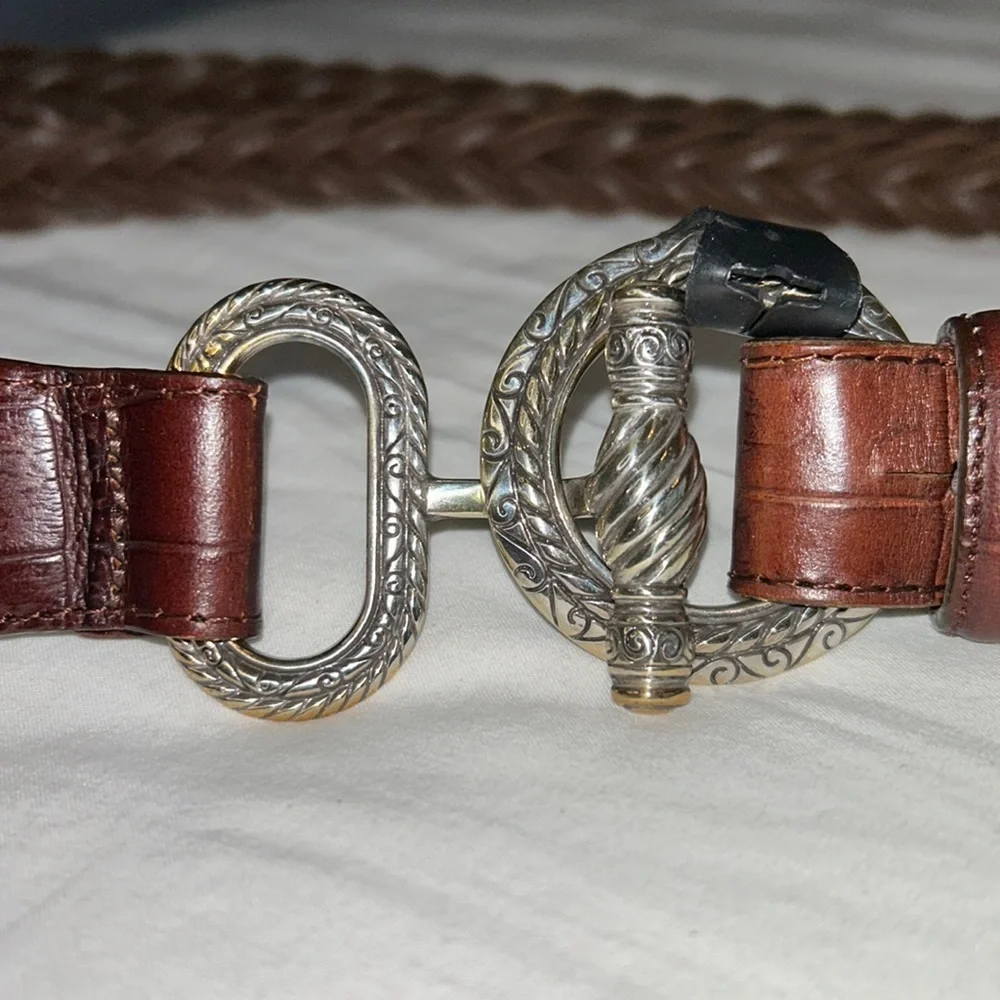 Brighton brown double braid leather belt. New. 1996 size medium.